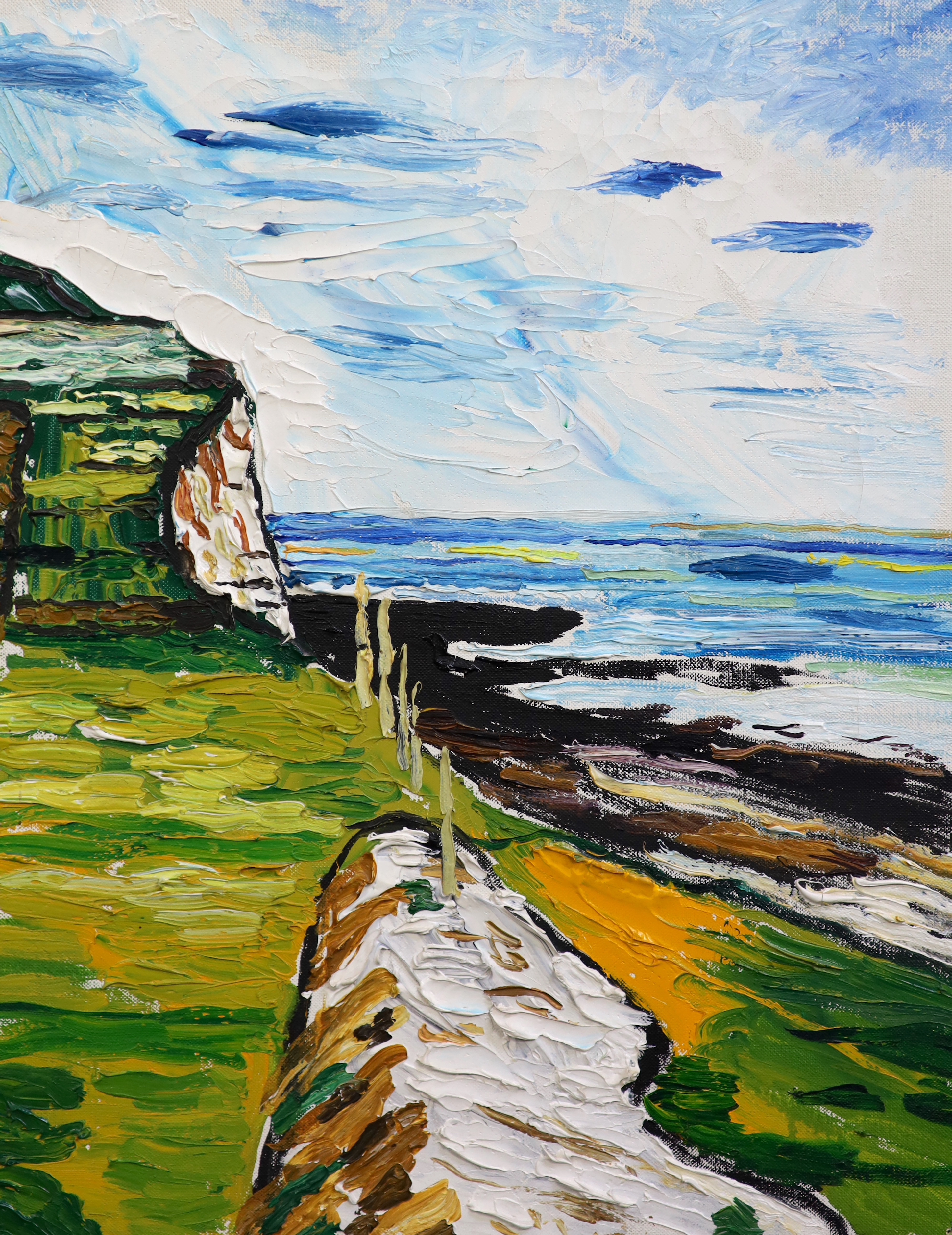 John Bratby R.A. (English, 1928-1992), 'The Cliffs at Birling Gap', oil on canvas, 46 x 36cm